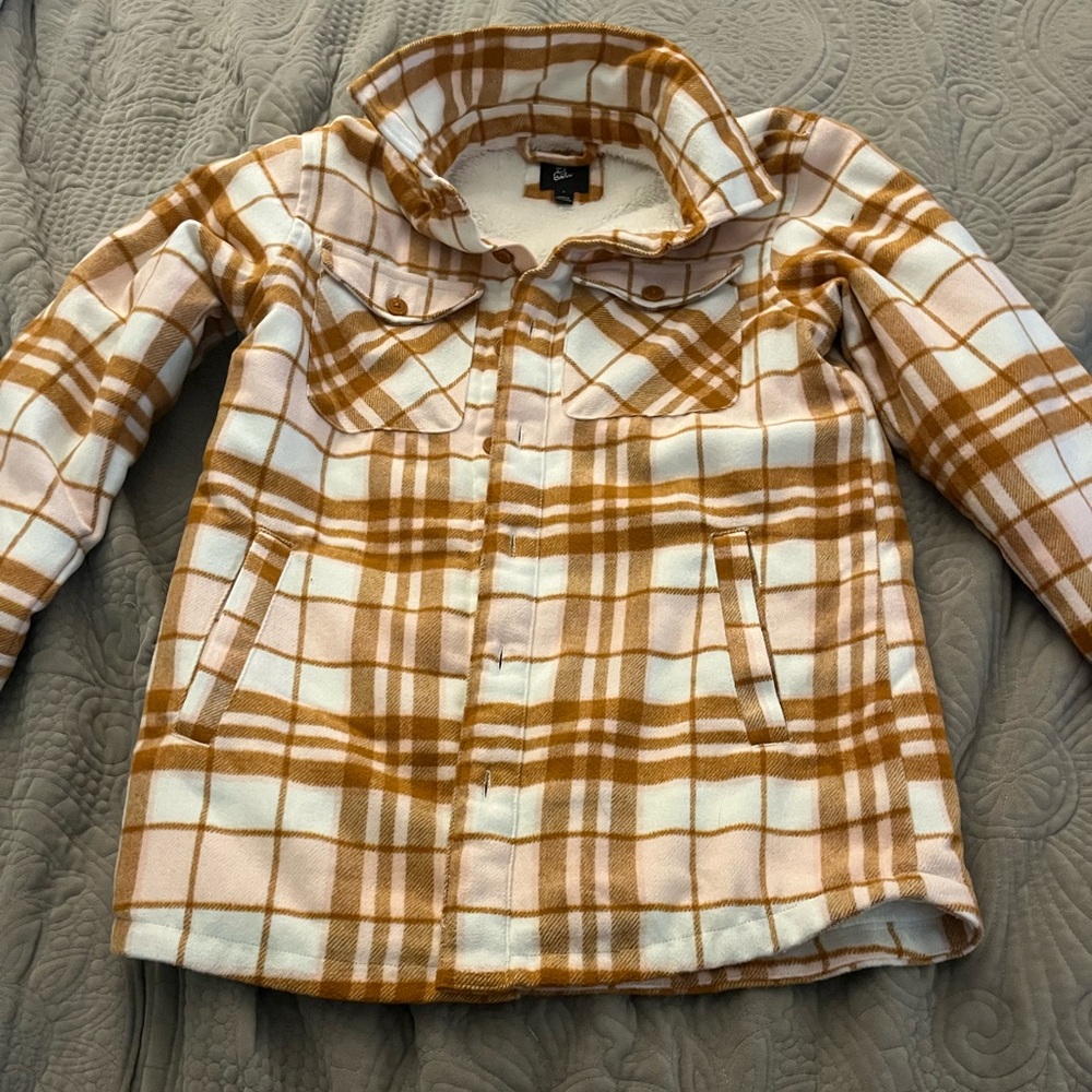 art class Kids Plaid Shirt in Tan and White